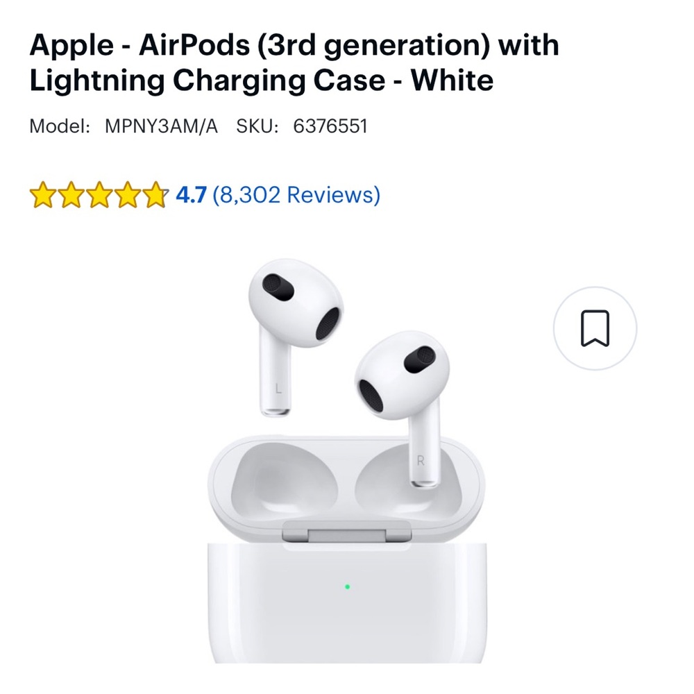Apple - AirPods (3rd generation) with Lightning Charging Case - White